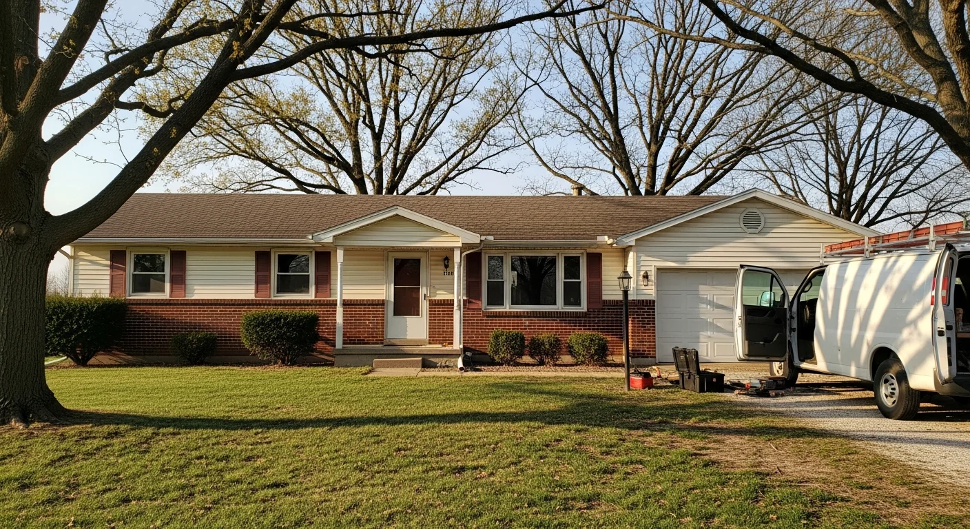 Rural residential property in Covington with mature trees and open yard space typical of Vermilion County homes.